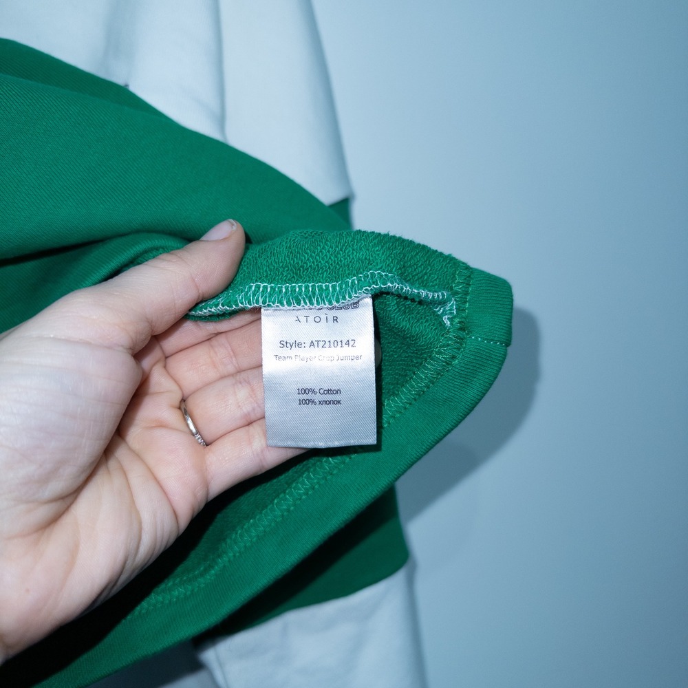 Atoir Sports Club White & Kelly Green Team Player Crop Jumper Sweater 10 NWT - Picture 8 of 8